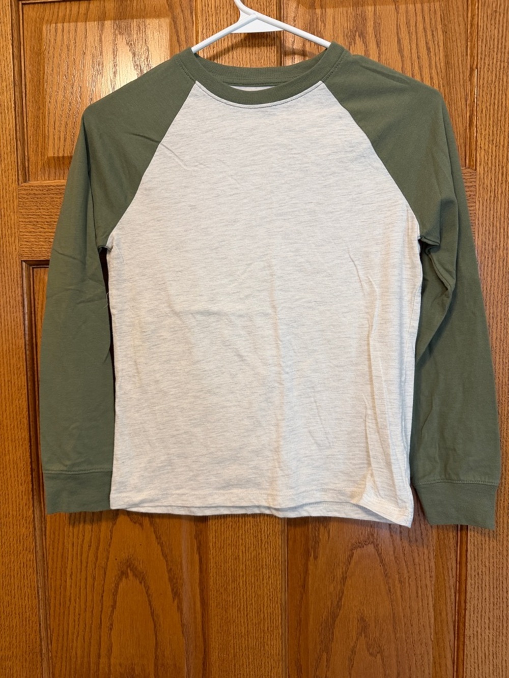 Cat & Jack Olive Green and Heather Raglan Long Sleeve Tee